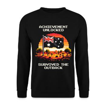 Achievement: Outback Survived | Australia - Unisex Sweatshirt - black - Front - Alina (178cm) & Michal (187cm)