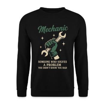 Mechanic Problem Solver Garage Funny Saying - Unisex Sweatshirt - black - Front - Alina (178cm) & Michal (187cm)