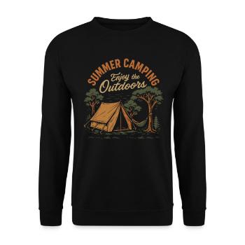 Camping d’été, profitez de la nature et du plaisir du campeur - Sweat-shirt Unisexe - noir - Devant - Alina (178cm) & Michal (187cm)