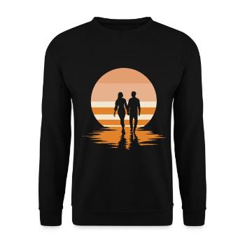 Romantic sunset on the beach - Unisex Sweatshirt - black - Front - Alina (178cm) & Michal (187cm)