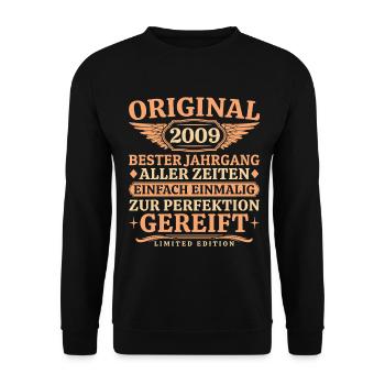 Original 2009 Vintage 16th Birthday - Unisex Sweatshirt - black - Front - Alina (178cm) & Michal (187cm)