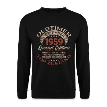66th birthday gift vintage car September 1959 - Unisex Sweatshirt - black - Front - Alina (178cm) & Michal (187cm)