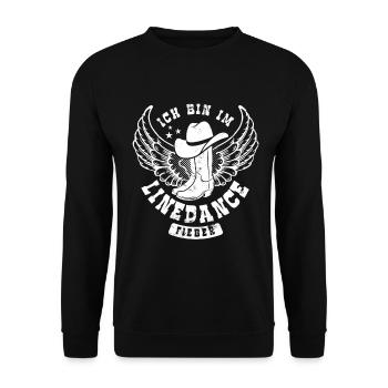 Linedance Fieber - Country Fan - Geschenk - Unisex Pullover - Schwarz - Vorne - Alina (178cm) & Michal (187cm)