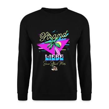 Tropical Love Saying with Palm Tree - Unisex Sweatshirt - black - Front - Alina (178cm) & Michal (187cm)