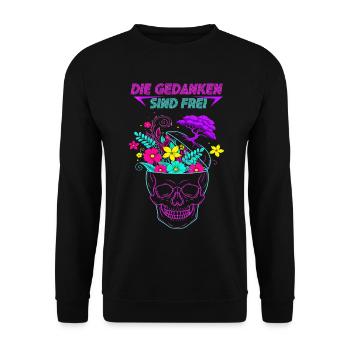 Neon Flowers Skull - Les pensées sont libres - Sweat-shirt Unisexe - noir - Devant - Alina (178cm) & Michal (187cm)