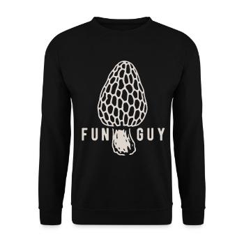 Morchel Funguy Pilzsammler - Pilze - Spruch - Unisex Pullover - Schwarz - Vorne - Alina (178cm) & Michal (187cm)