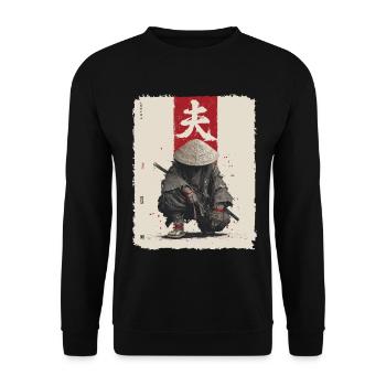 Épée de samouraï, guerrier japonais, combattant ninja - Sweat-shirt Unisexe - noir - Devant - Alina (178cm) & Michal (187cm)