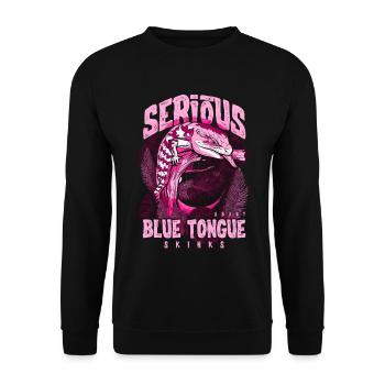 Ernsthaft über Blauzungenskinke Reptilienhalter - Unisex Pullover - Schwarz - Vorne - Alina (178cm) & Michal (187cm)