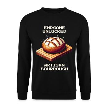 Endgame unlocked | Sourdough crafting - Unisex Sweatshirt - black - Front - Alina (178cm) & Michal (187cm)