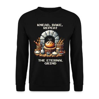 Knead, Bake, Repeat | Bread Baking Humor - Unisex Sweatshirt - black - Front - Alina (178cm) & Michal (187cm)