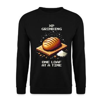 XP-Grind: Ein Laib nach dem andern | Brot backen - Unisex Pullover - Schwarz - Vorne - Alina (178cm) & Michal (187cm)