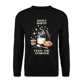Quête quotidienne : Nourrir le levain - Sweat-shirt Unisexe - noir - Devant - Alina (178cm) & Michal (187cm)