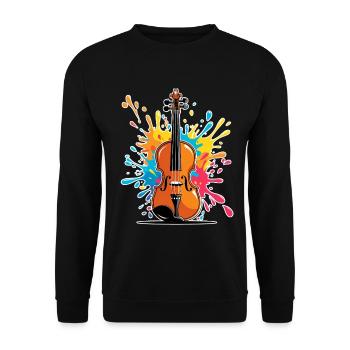 Vibrantes Violinenkunst Design - Unisex Pullover - Schwarz - Vorne - Alina (178cm) & Michal (187cm)