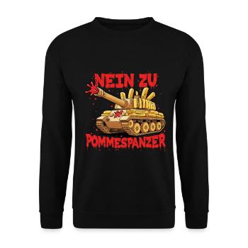 Nein zu Pommespanzer Sport Gym - Unisex Pullover - Schwarz - Vorne - Alina (178cm) & Michal (187cm)