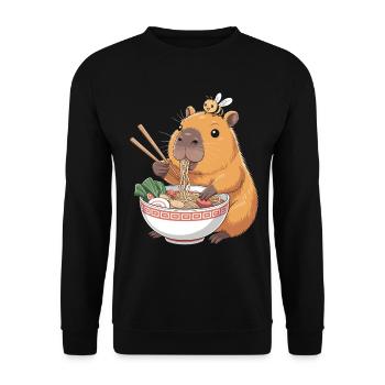 Capybara Ramen Kawaii With Bee - Unisex Sweatshirt - black - Front - Alina (178cm) & Michal (187cm)