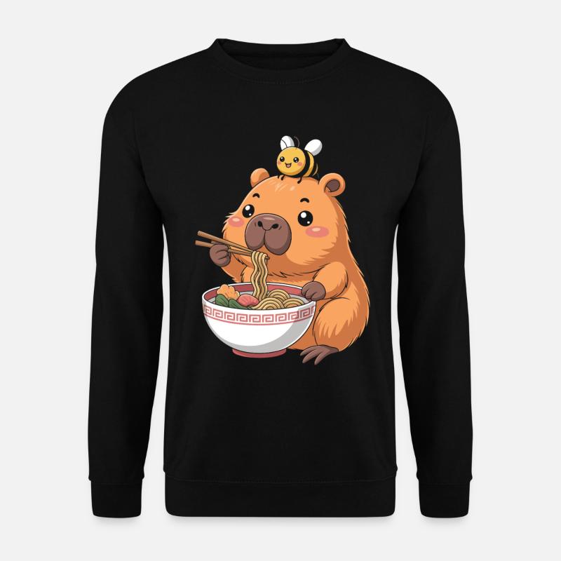 Capybara Ramen With Bee Kawaii - Unisex Sweatshirt - black