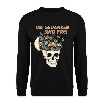 Flowers in the skull with a message - Unisex Sweatshirt - black - Front - Alina (178cm) & Michal (187cm)
