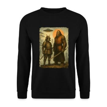 Samouraï Bigfoot Alien Guerrier japonais, Ninja - Sweat-shirt Unisexe - noir - Devant - Alina (178cm) & Michal (187cm)