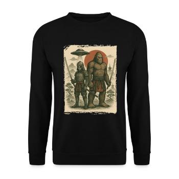 Samouraï Bigfoot Alien Guerrier japonais, Ninja - Sweat-shirt Unisexe - noir - Devant - Alina (178cm) & Michal (187cm)