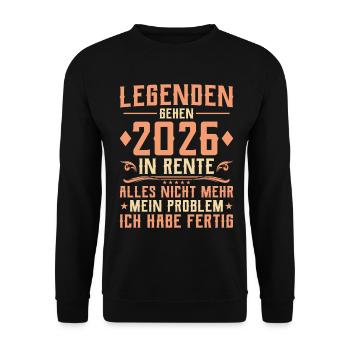 Legenden gehen 2026 in Rente - Abschied Kollege - Unisex Pullover - Schwarz - Vorne - Alina (178cm) & Michal (187cm)