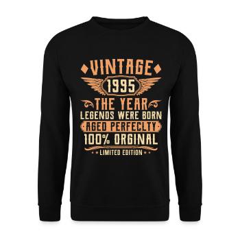 30. Geburtstag Vintage - Jahrgang 1995 - Unisex Pullover - Schwarz - Vorne - Alina (178cm) & Michal (187cm)