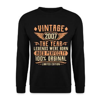 18th Birthday Vintage - Class of 2007 - Unisex Sweatshirt - black - Front - Alina (178cm) & Michal (187cm)