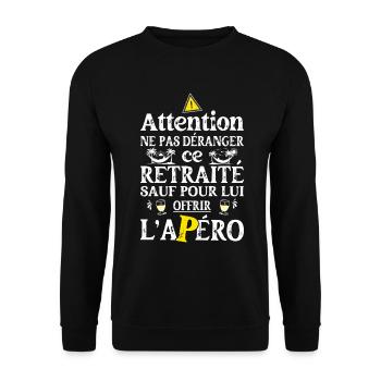 Retraite Homme - Cadeau Retraité Départ Original - Sweat-shirt Unisexe - noir - Devant - Alina (178cm) & Michal (187cm)