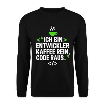 Developer Coffee Saying - Unisex Sweatshirt - black - Front - Alina (178cm) & Michal (187cm)