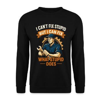 Humorous mechanic and hobby mechanic saying - Unisex Sweatshirt - black - Front - Alina (178cm) & Michal (187cm)