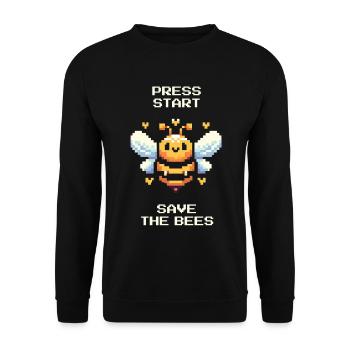 Press start – Save the bees | Beekeepers &amp; Honey - Unisex Sweatshirt - black - Front - Alina (178cm) & Michal (187cm)