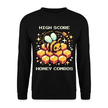 Highscore – Honig-Kombos | Bienen & Imker - Unisex Pullover - Schwarz - Vorne - Alina (178cm) & Michal (187cm)