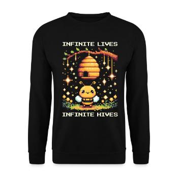 Endless lives – endless beehives | Beekeepers - Unisex Sweatshirt - black - Front - Alina (178cm) & Michal (187cm)