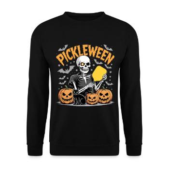 Pickleween Pickleball Spieler Lustig Halloween - Unisex Pullover - Schwarz - Vorne - Alina (178cm) & Michal (187cm)