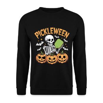 Pickleween Halloween Pickleball Spieler Lustig - Unisex Pullover - Schwarz - Vorne - Alina (178cm) & Michal (187cm)
