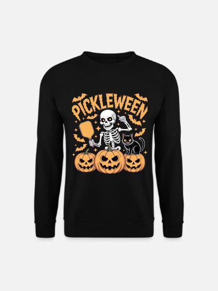 Pickleween Pickleball Player Pumpkin Halloween - Unisex Sweatshirt - black
