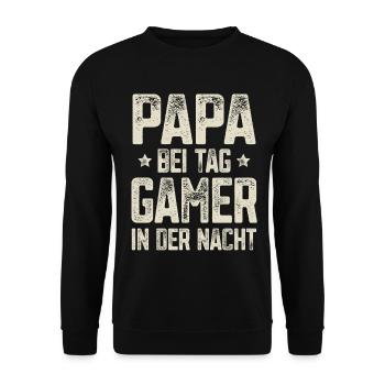 Papa Gamer Gaming - Unisex Pullover - Schwarz - Vorne - Alina (178cm) & Michal (187cm)