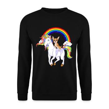 Chihuahua Riding Unicorn - Unisex Sweatshirt - black - Front - Alina (178cm) & Michal (187cm)