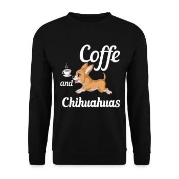 Kaffee und Chihuahua – Lustiger Hundeliebhaber - Unisex Pullover - Schwarz - Vorne - Alina (178cm) & Michal (187cm)