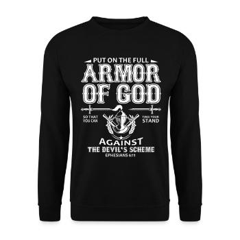 I Put On The Full Armor of God – Christian Design - Unisex Sweatshirt - black - Front - Alina (178cm) & Michal (187cm)