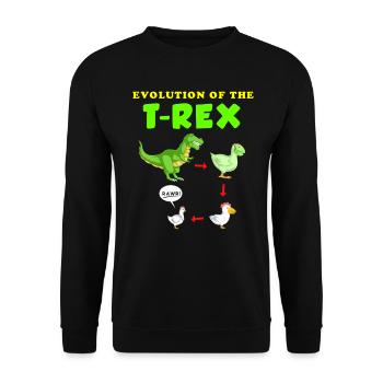 Die Entwicklung der T-Rex-Dinosaurier-Illustration - Unisex Pullover - Schwarz - Vorne - Alina (178cm) & Michal (187cm)