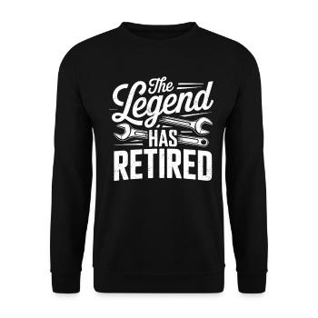 The Legend Has Finished Work Mechanic Retirement - Unisex Sweatshirt - black - Front - Alina (178cm) & Michal (187cm)