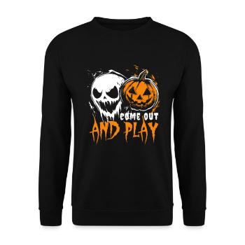 Halloween Costume - Come out and play - Gift - Unisex Sweatshirt - black - Front - Alina (178cm) & Michal (187cm)