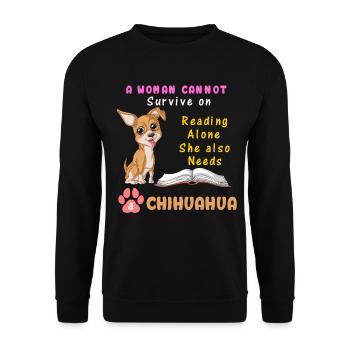 Chihuahua Reading Girl - Cadeau de T-Shirt Dog Lover - Sweat-shirt Unisexe - noir - Devant - Alina (178cm) & Michal (187cm)