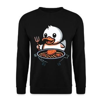 Grill Duck Rubber Duck Barbecue Grillades - Sweat-shirt Unisexe - noir - Devant - Alina (178cm) & Michal (187cm)