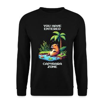 Enter the Capybara Zone | Capybara &amp; Chill - Unisex Sweatshirt - black - Front - Alina (178cm) & Michal (187cm)