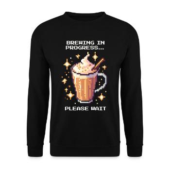Chai brewing – please wait | Chai Latte - Unisex Sweatshirt - black - Front - Alina (178cm) & Michal (187cm)
