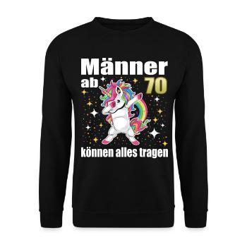 70. Geburtstag Männer lustig - Unisex Pullover - Schwarz - Vorne - Alina (178cm) & Michal (187cm)