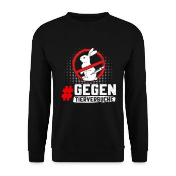 Tierschutz STOPPT TIERVERSUCHE GEGEN VERSUCHE - Unisex Pullover - Schwarz - Vorne - Alina (178cm) & Michal (187cm)