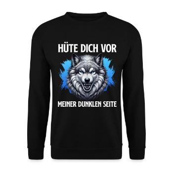 Wolf Spirit BEWARE MY DARK SIDE - Unisex Sweatshirt - black - Front - Alina (178cm) & Michal (187cm)