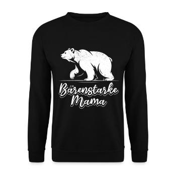 Werdende Mutter BÄRENMAMA Bald Mama Lustiges - Unisex Pullover - Schwarz - Vorne - Alina (178cm) & Michal (187cm)